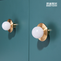 Crystal brass wardrobe handle gold light luxury drawer cabinet door handle cabinet modern simple high-end cabinet single hole