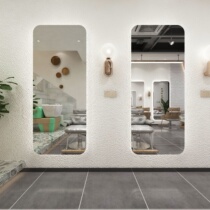 Net red tide luminous hairdressing mirror table hair salon special barber shop wall led with light single-sided hair cutting mirror