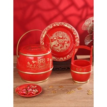 Wedding supplies children and Sun barrels solid wood wedding Daquan big and small red bucket married toilet three-piece set of spittoon