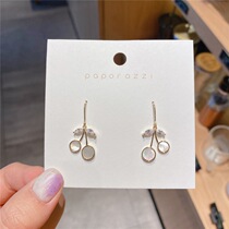 Korean version of the wild net red same cherry ear hook copper plated real gold wild temperament style small fresh earrings earrings female
