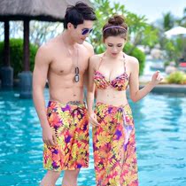 Couple swimsuit suit Couple beach pants Swimsuit sexy belly cover men and women water park bathing suit hot spring