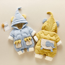 Baby goes out to hold clothes clip cotton cotton-padded jacket baby winter clothes warm jumpsuit newborn winter padded cotton clothes