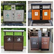 Outdoor anticorrosive wood trash bin fruit box Community Park Street multi-classification outdoor stainless steel trash can