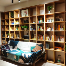 Custom Old Elm Wood Bookshelf Full Wall Full Wall Bookshelf Floor Full Solid Wood Log Bookcase Grid Frame Partition Shelve Shelf