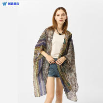 Temperament hot sale spring summer European and American wind cashew flower printing pattern blouse sunscreen sunshade kimono cardigan factory straight