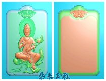 The head of the beast is sitting on the Guanyin card fine carving figure jdp file jade carving figure safe and sound card to the bodhisattva two-sided card