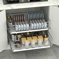 304 stainless steel kitchen cupboard Drawer Bowl basket Dish Basket Dish Basket Double Cushion Damping Rail Cabinet