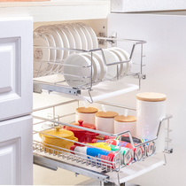 Wan Kelong SUS304 stainless steel basket cabinet 500 cabinet drawer type small pull basket bowl rack bowl basket vegetable fruit basket