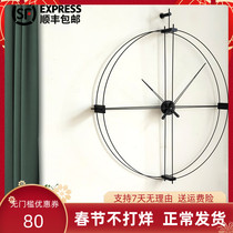 Minimalist large pointer wall clock living room home fashion light luxury decoration solid wood wall watch ultra-quiet net red quartz clock