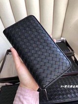 BVME wallet lovers genuine leather knitted leather wallet with zipper small sheepskin long card bag folio money clip men and women