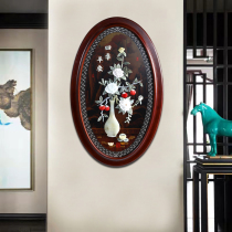 New Chinese-style entrance to the home entrance jade carving decorative painting Chinese living room background wall round Fu Jade three-dimensional carving hanging painting