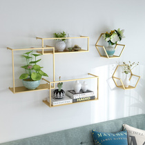 Nordic wall shelf Simple decorative wall decoration shelf Art style Wrought iron partition Living room flower bookshelf