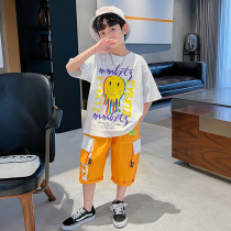 Boy Summer Suit 2022 New Summer Clothing Children Trendy Ocean Air Short Sleeve Nets Red Fried Street Thin pieces Two sets