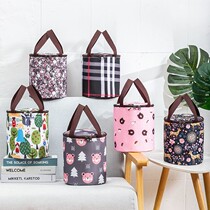 Rice box bag thick insulation bag large capacity round portable insulation bag student portable lunch box bag insulation Barrel Bag
