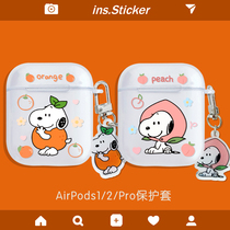 Water Honey Peach Orange History Nub headsets Applicable to Apple airpods pro wireless Bluetooth protective sleeves 1 2 generations 3 generations transparent cute cartoon Softshell Silicone Gel Day Family with pendants