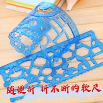 Hot sale geometry drawing meter ruler is not easy to break plastic ruler student office stationery ruler multifunctional soft ruler