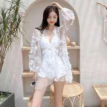 2021 new one-piece swimsuit women swimming hot spring bath clothes sexy fashion white blouse fairy