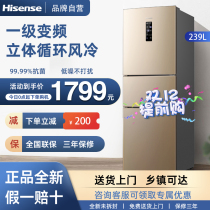Hisense 239L three-door one-level energy efficiency inverter air-cooled frost-free home rental small refrigerator energy-saving silent refrigerator