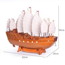 Ancient sailing model decorative ornaments smooth wooden boat Ming Dynasty Zheng Hes voyage to the West simulation wooden boat finished product