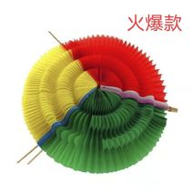 Hand-turning flower color changing fan Sunflower Six One Childrens Dance Performance Props Folding Fan Games Opening Ceremony