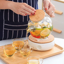 EA glass teapot heat and heat hot hot tea set fruit bloom tea household cooking teapot cooling kettle candle add