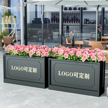 Outdoor wrought iron flower box rectangular flower bed creative courtyard square planting box partition flower trough combination customization