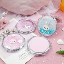 Quicksand mirror Quicksand makeup mirror Portable small mirror folding cute girl heart mini clamshell creative comb