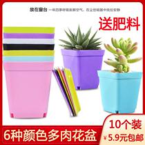Gardening candy flowerpot colorful square small flowerpot plastic flowerpot with tray mini flowerpot