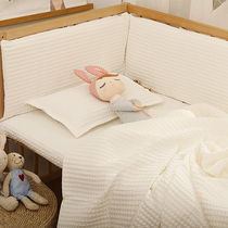 Waffle one-piece cotton crib bedside anti-collision splicing bed block cloth baby childrens bed can be removed and washed