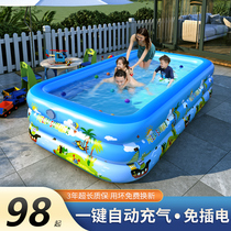 Childrens inflatable swimming pool home folding baby swimming bucket large indoor baby family children paddling pool mat