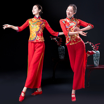 The Seedlings song costumers to serve the womens new 2021 Heqing China Wind Folk Classical Fan Dance Drugsuit Suit