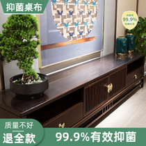High-end TV cabinet tea table combination tablecloth New Chinese mahogany long strip pvc transparent waterproof and oil-proof disposable table mat