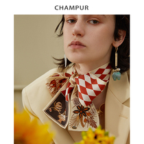 Mrs. Chuanpu butterfly silk silkworm silk scarf double-sided widened small long strap strap scarf Joker retro hair band