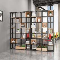 Industrial wind living room office porch floor screen partition iron wood storage rack display shelf bookshelf