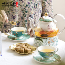 Fruit tea set household glass heated flower teapot set European ceramic Afternoon Tea Flower Fruit Tea Cup