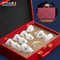 Tea cup Office living room Bone China Gaiwan Sheep fat Jade Dehua White porcelain Household ceramics Kung Fu tea set