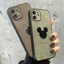 Leather pattern cartoon suitable for iphone12pro max Apple 11 mobile phone shell silicone 11Promax anti-fall 12 men and women all-inclusive anti-fall camera couple mini second change