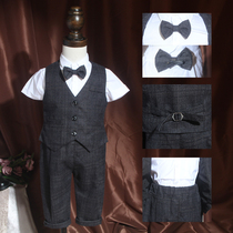 Boy handsome suit suit suit mens treasure childrens suit one year old dress British flower girl wedding summer child