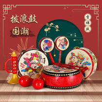 National tide baby rattle Newborn baby hand tambourine 0-1 years old childrens Chinese style educational toy 3-6 three months