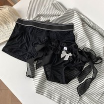 Couple underwear summer ice silk cute cartoon bear cotton mens boxer pants middle waist breathable for men and women