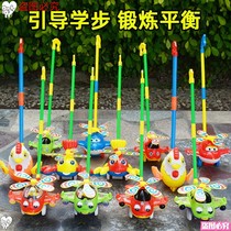 Baby toddler hand push aircraft Childrens toy cart wheel single wheel push music single rod with bell doll learn to walk