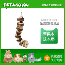 Small Darling No Worries Apple Log Grinding Tooth Strings Rabbit Dragon Cat Guinea Pig Dutch Pig Grinding Tooth with Tooth Supplement Nourishment