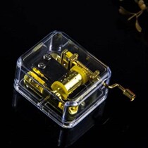 Transparent hand-cranked music box mini music box Sky City creative birthday gift Boys and Girls musical instrument toys