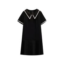  Large size womens summer clothes 2021 new Hepburn style quality meat concealer thin age reduction fashion doll collar dress