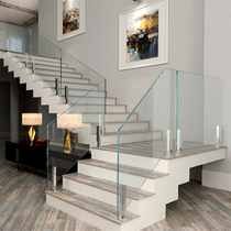 Stair handrail guardrail Light luxury villa stainless steel floor-to-ceiling glass Indoor and outdoor self-installed fence Seaside balcony railing