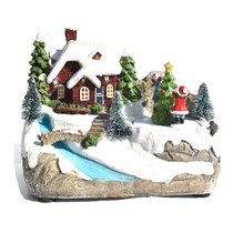 Christmas Snow House Village Decorations With Music LED