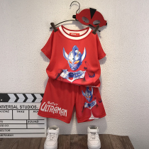 2021 new children handsome net red fashionable ultraman clothes boys summer short-sleeved suit 90-140cm