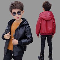 Boy autumn and winter plus velvet leather jacket coat 2021 new childrens clothing children childrens middle and children warm thick leather jacket tide