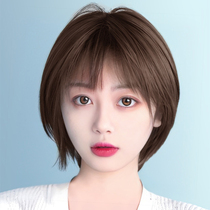 Wig short hair women 2021 fashion new full real hair full head set round face wave head age reduction simulation wig set
