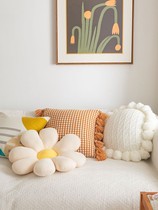 Nordic ins wind flower sofa pillow white luxury net red pillow cover without core bed cushion